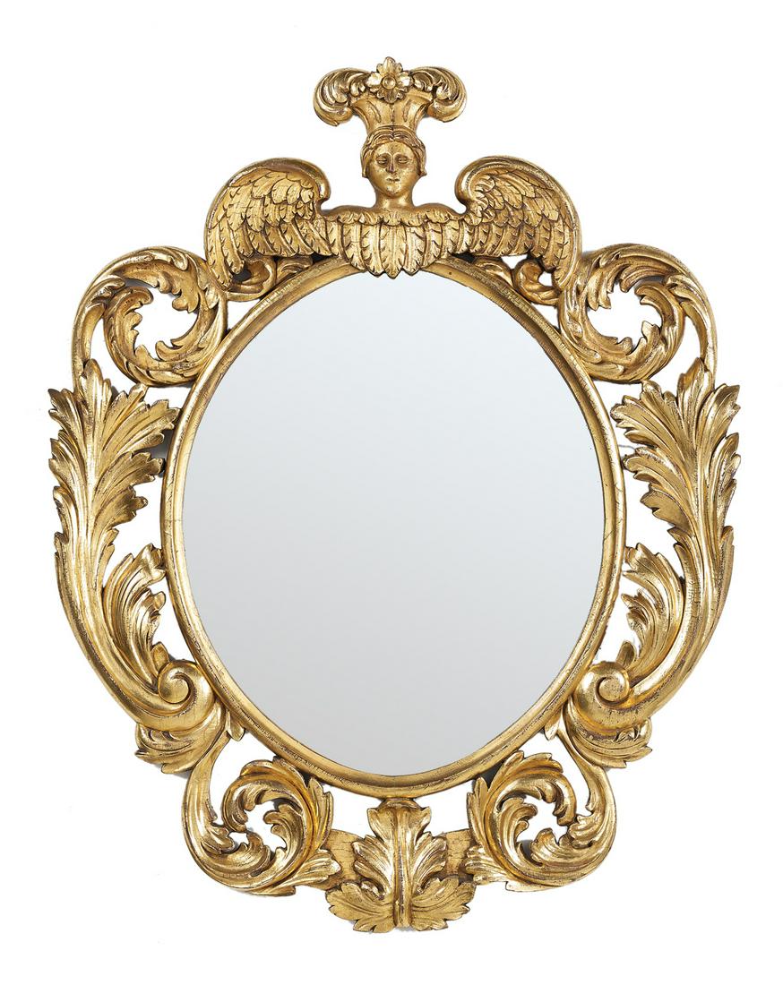 Continental Baroque-Style Giltwood Mirror (1 of 2)