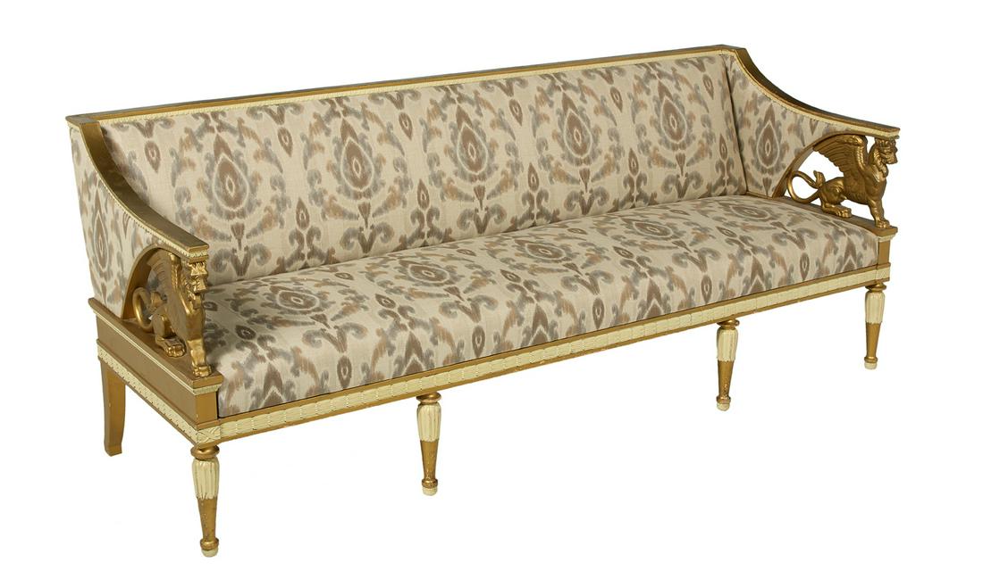 Gustavian Neoclassical Parcel-Gilt Settee (1 of 3)