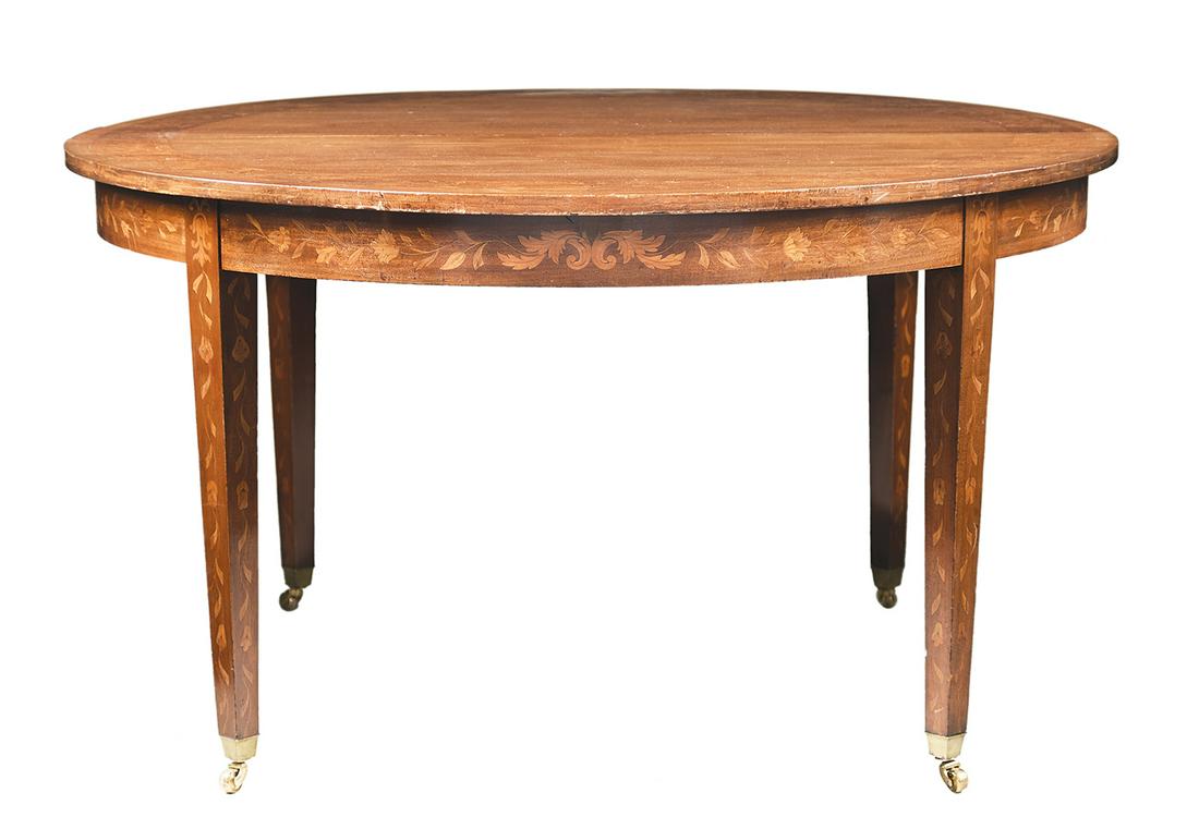 Marquetry-Inlaid Mahogany Circular Dining Table (1 of 2)