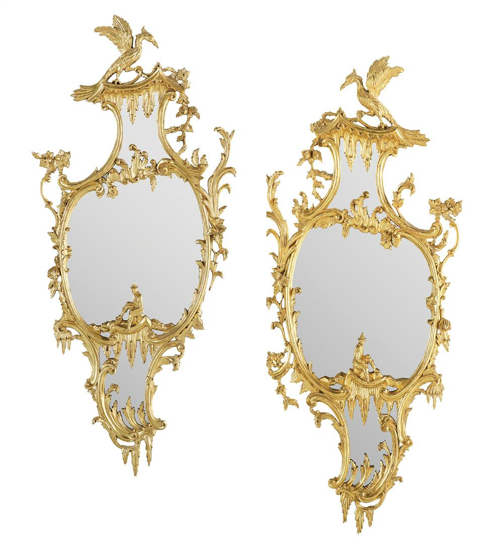 Pair of Opposing Carved Giltwood Mirrors (1 of 5)