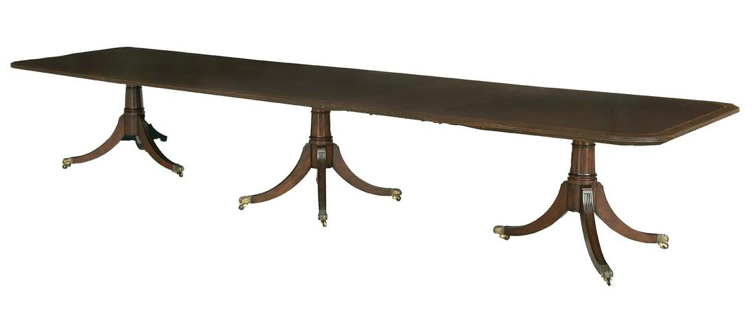 Regency-Style Triple-Pedestal Dining Table (1 of 1)
