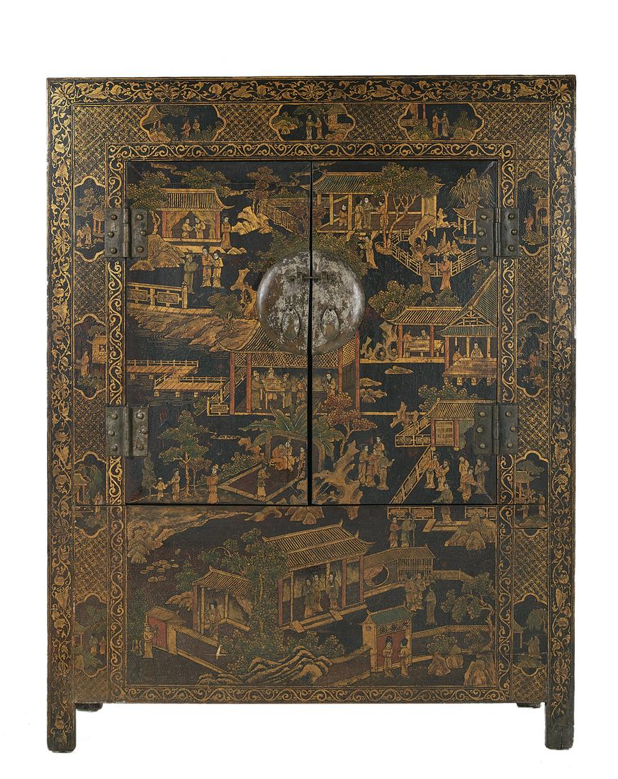 Chinese Lacquer and Gilt Storage Cabinet (1 of 4)