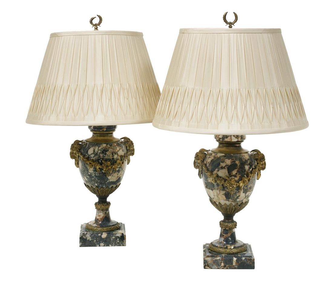 Pair of Belle Epoque Marble and Bronze Urns (1 of 1)