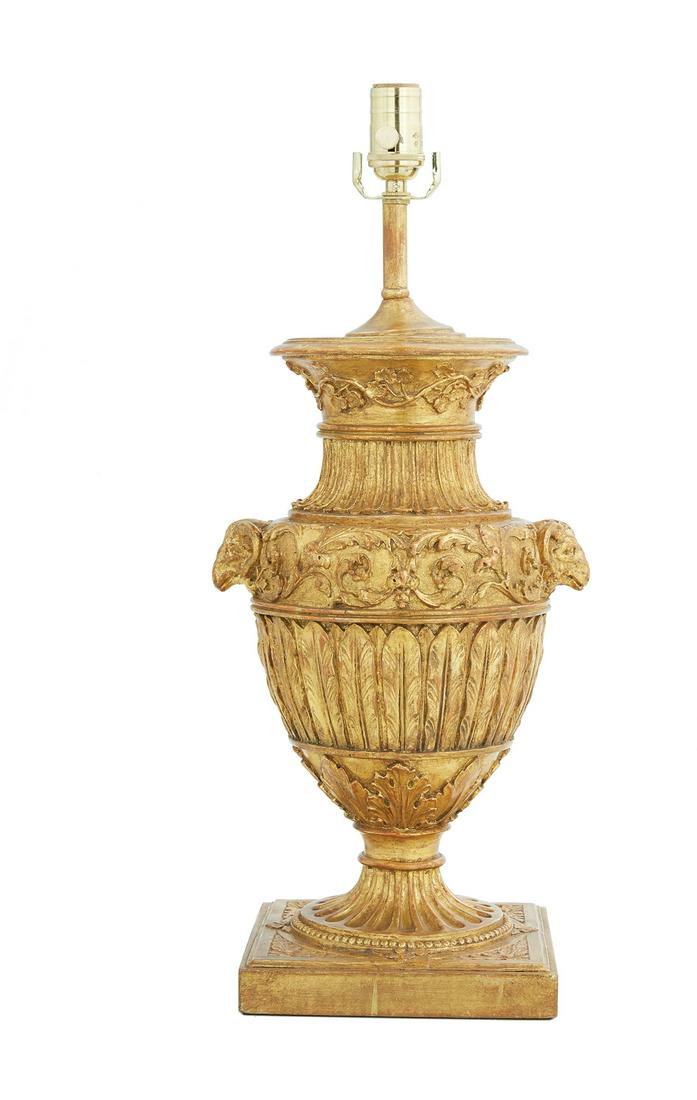 Louis XVI-Style Giltwood Urn-Form Lamp (1 of 1)