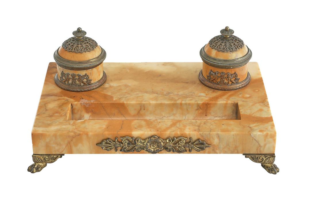 French Empire-Style Marble & Gilt-Bronze Encrier (1 of 3)