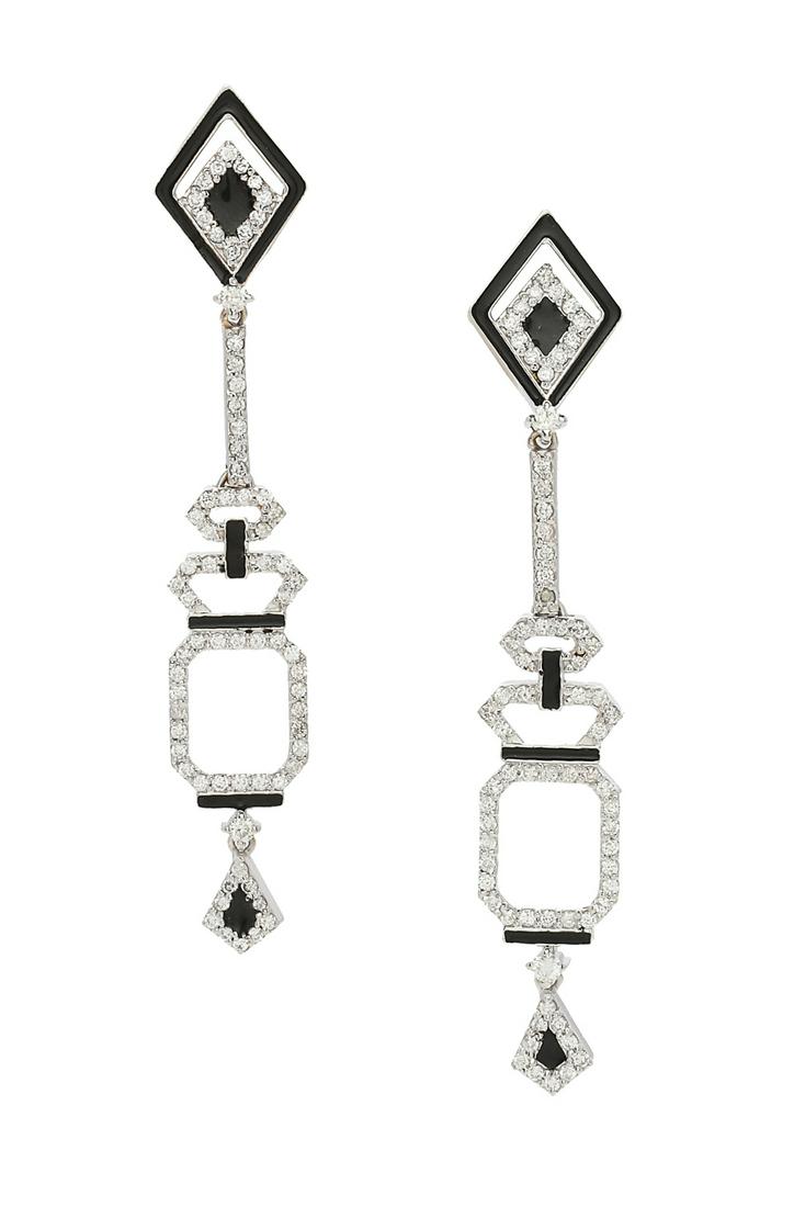Art Deco-Style Diamond and Enamel Earrings (1 of 1)