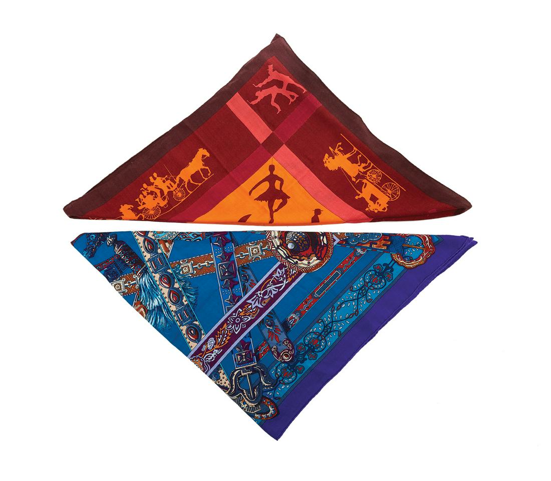 Two Large Hermes Cashmere and Silk Scarves (1 of 2)