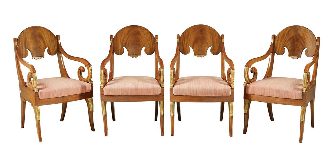 Four Russian Neoclassical Mahogany Armchairs (1 of 2)