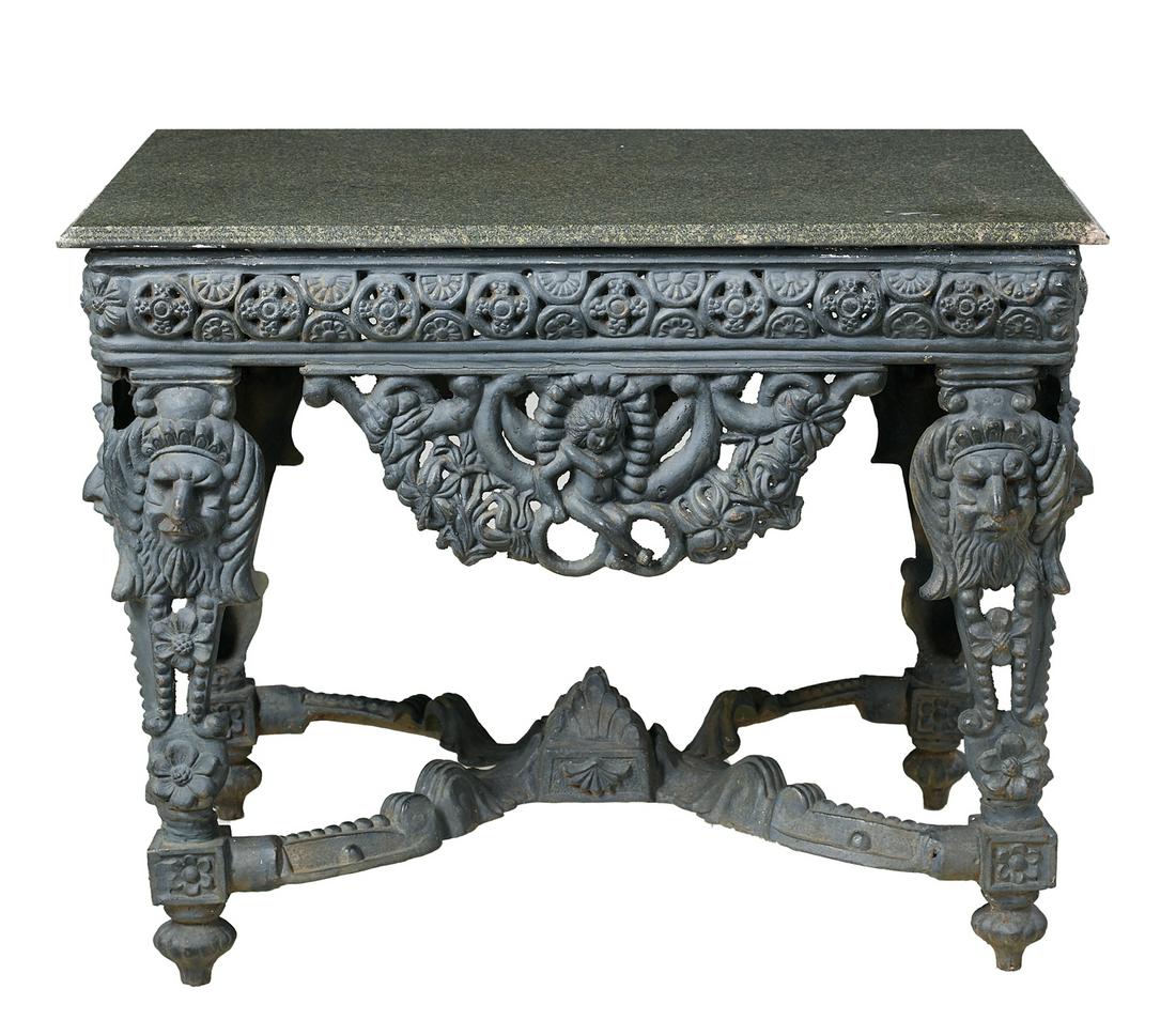 Granite-Top "Four Seasons" Pattern Garden Table (1 of 2)