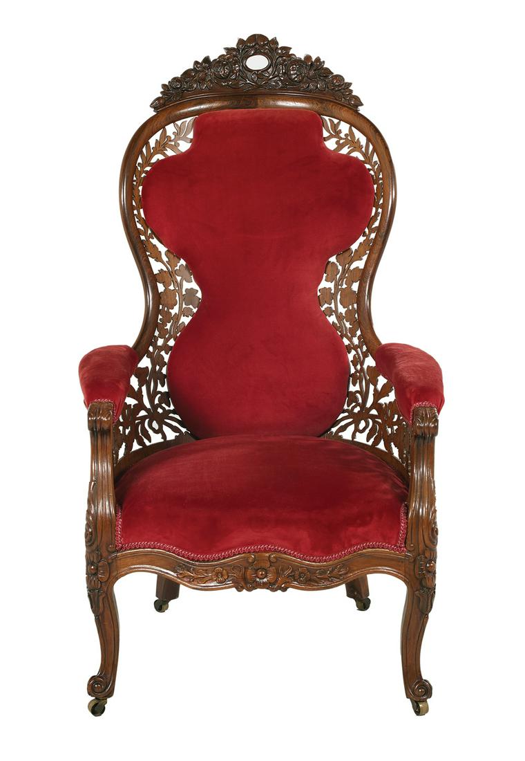 American Rococo Revival Rosewood Armchair (1 of 3)