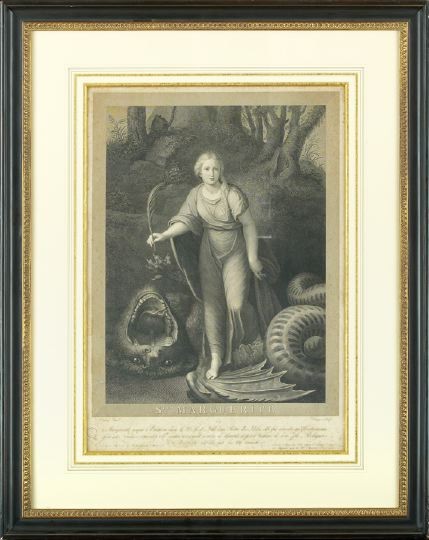 After Raphael (Italian, 1483-1520): After Raphael Sanzio da Urbino (Italian, 1483-1520) "St. Marguerite", stipple engraving, titled and extensively inscribed lower legend, engraved by Auguste-Gaspard-Louis-Boucher Desnoyers (French, 177