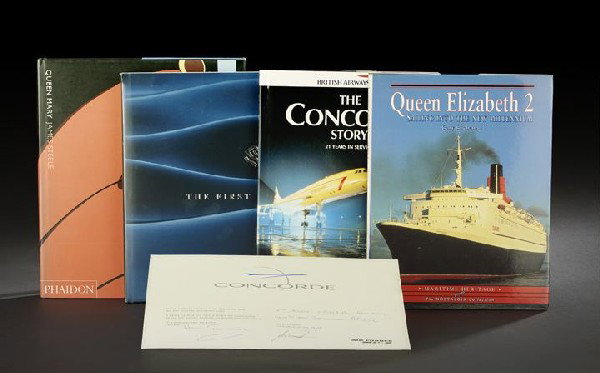 Four Books on Luxury Sea and Air Travel: Four Books on Luxury Sea and Air Travel, including James Steele, Queen Mary, Gary Buchanan, Queen Elizabeth 2, Silversea: The First Ten Years, and Christopher Orlebar, The Concorde Story, accompanied 