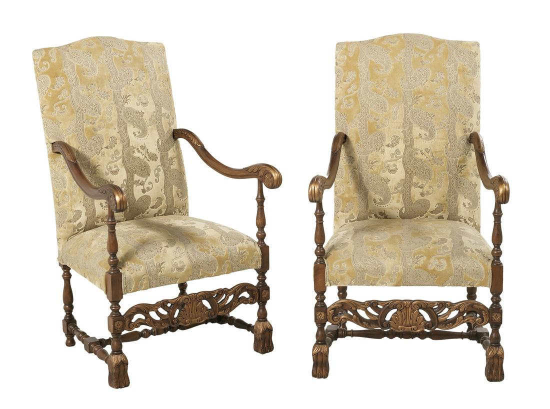 Pair of Louis XIV-Style Fruitwood Fauteuils (1 of 1)