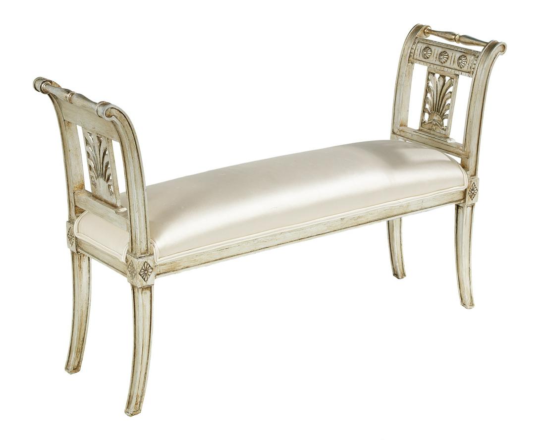 Directoire-Style Silver Leaf Bench (1 of 2)
