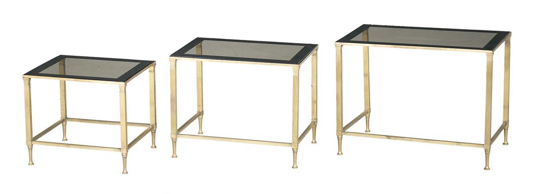 Mid-Century French Glass-Top Nesting Tables (1 of 1)