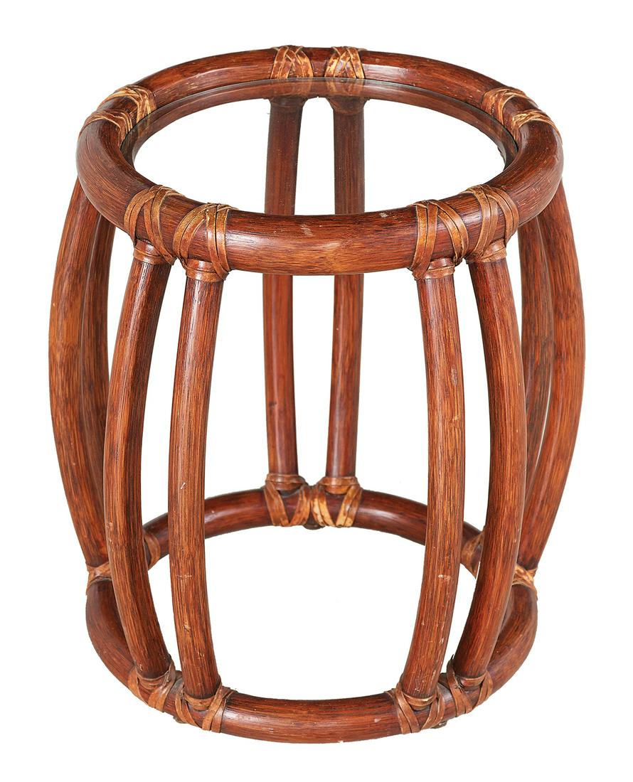 McGuire Red-Lacquered Asian Bamboo Taboret (1 of 1)