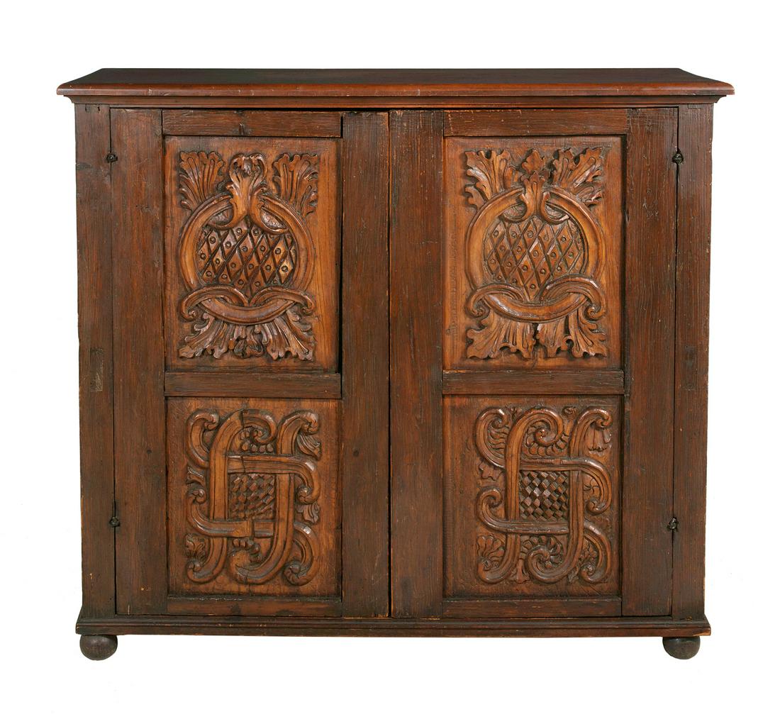 Spanish Carved Pine Clothes Press (1 of 6)