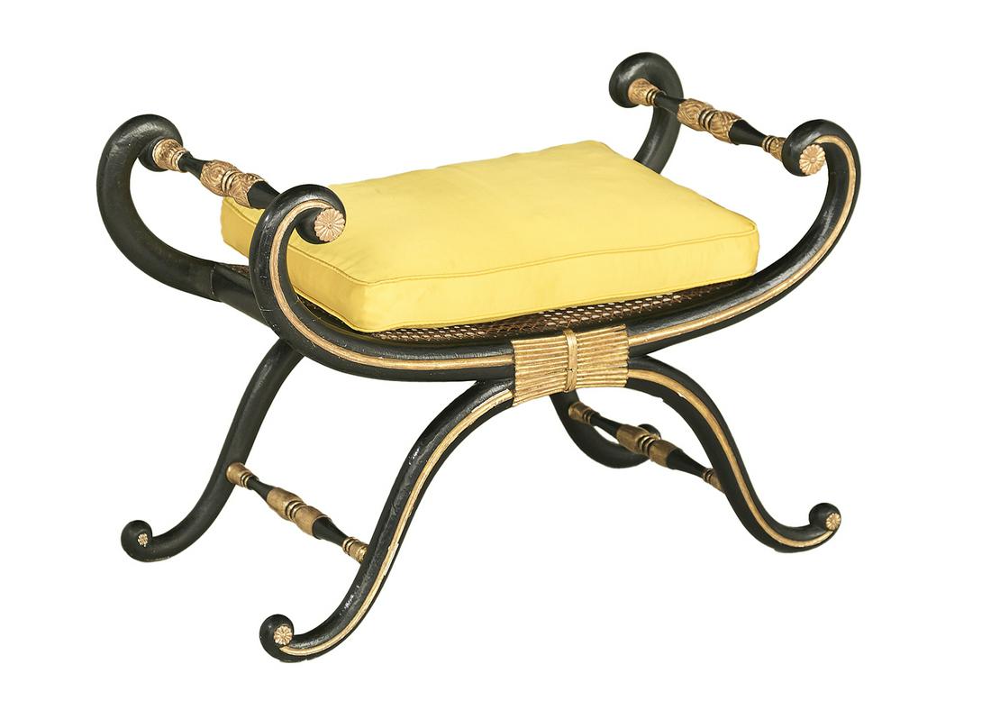 Regency-Style Ebonized & Parcel-Gilt Window Seat (1 of 1)