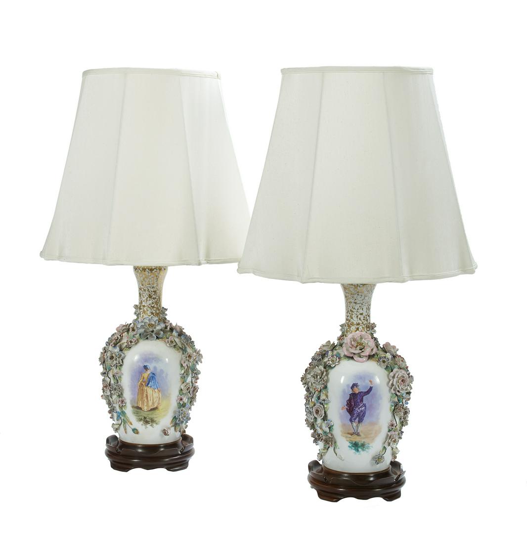 Pair of Rococo Revival Porcelain Bottle Vases (1 of 2)