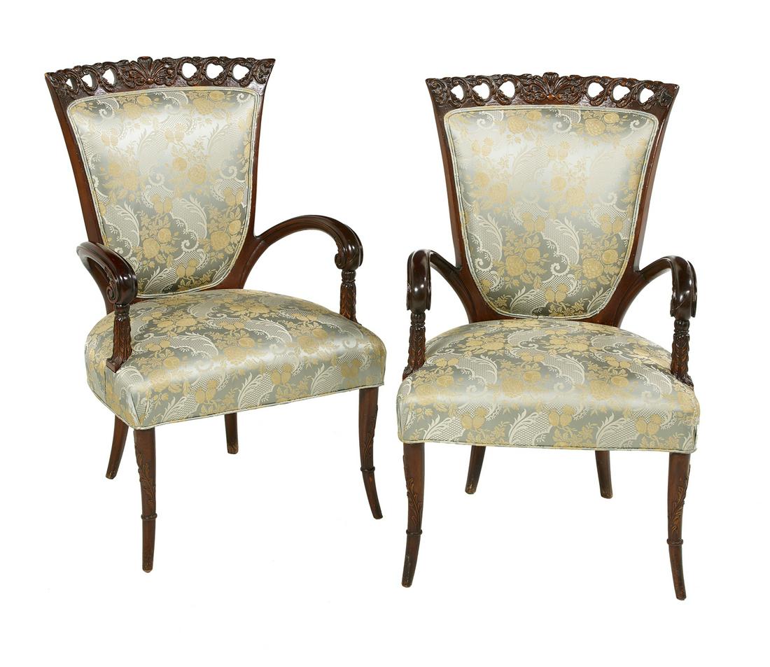 Pair of Continental Mahogany Fauteuils (1 of 1)