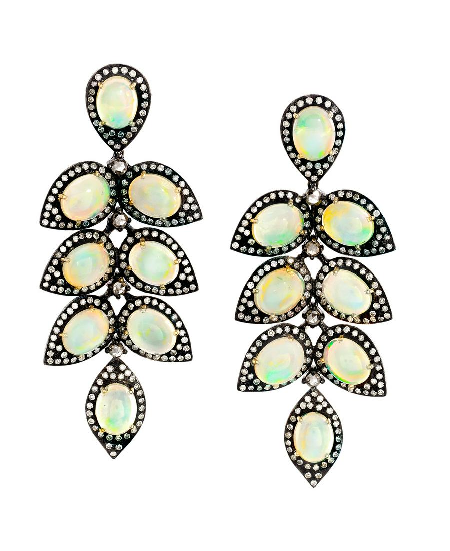 Pair of Opal and Diamond Earrings (1 of 1)