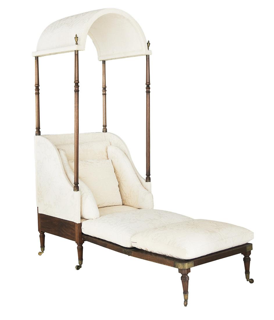 Regency-Style Mahogany Hooded Campaign Chaise (1 of 4)