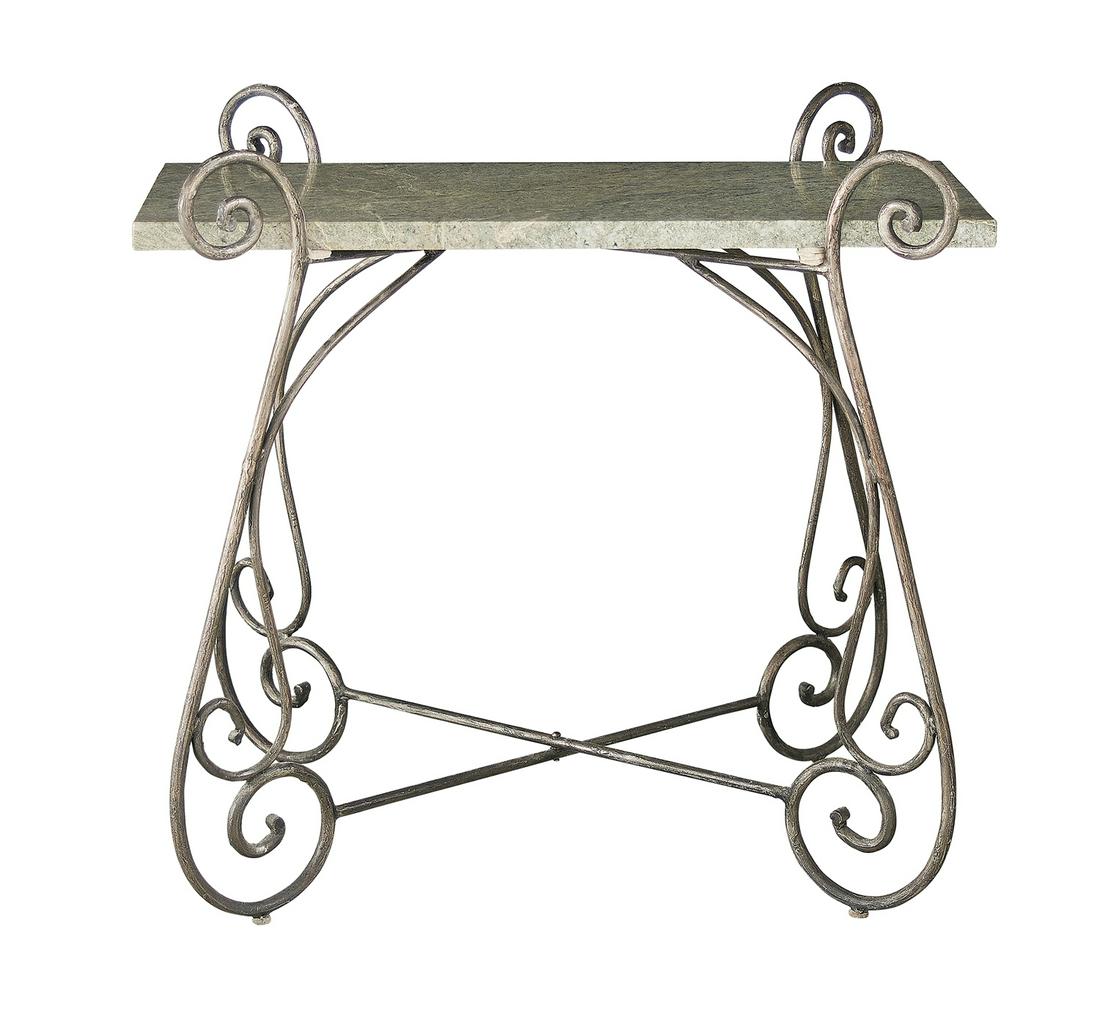 Contemporary Iron and Marble-Top Table (1 of 2)