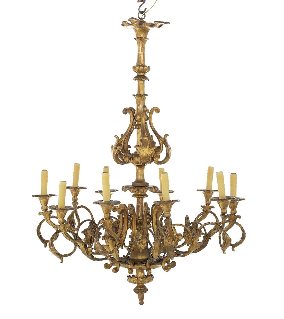 Continental Rococo-Style Giltwood Chandelier (1 of 1)