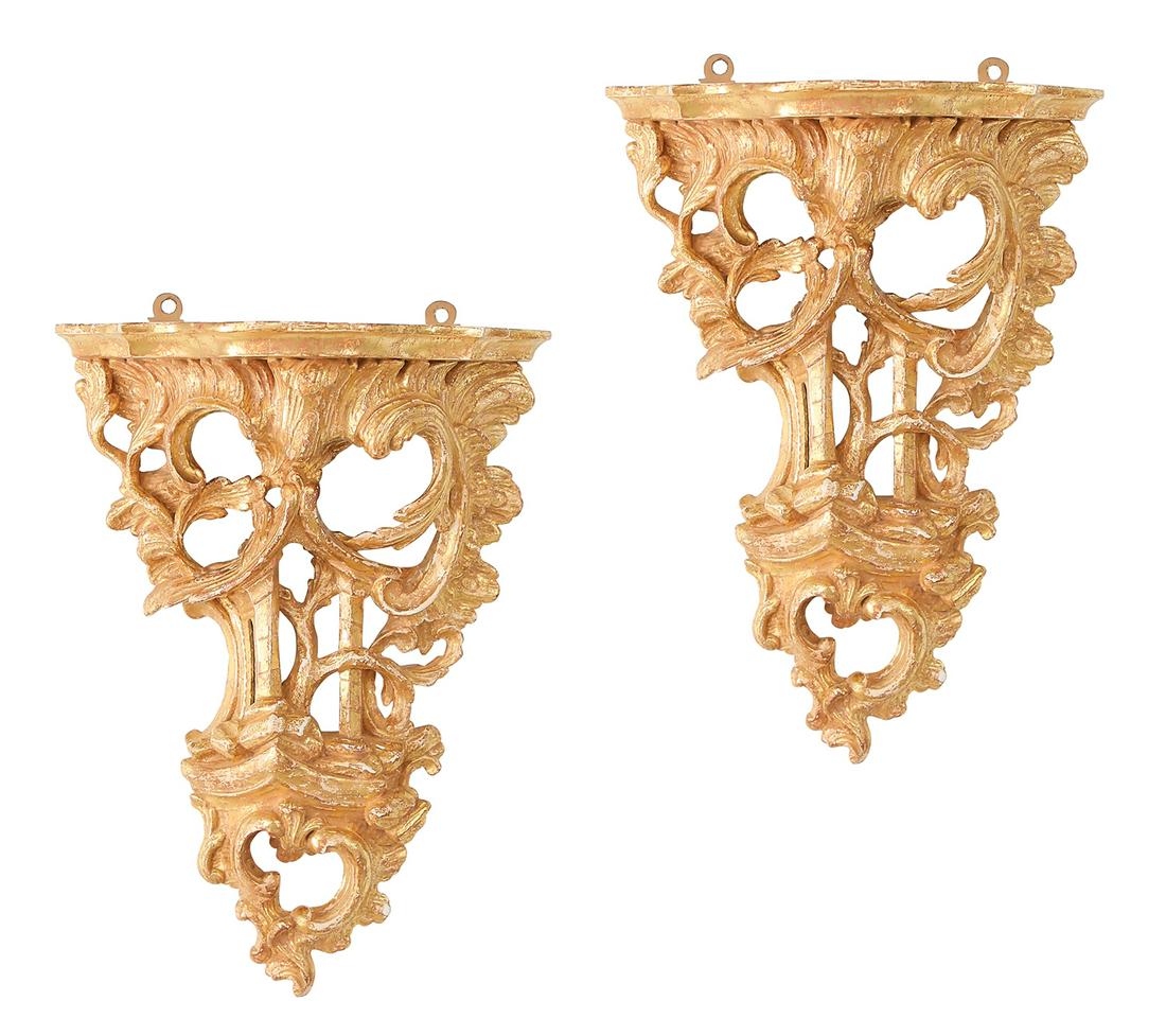 Pair of English Carved Giltwood Brackets (1 of 3)