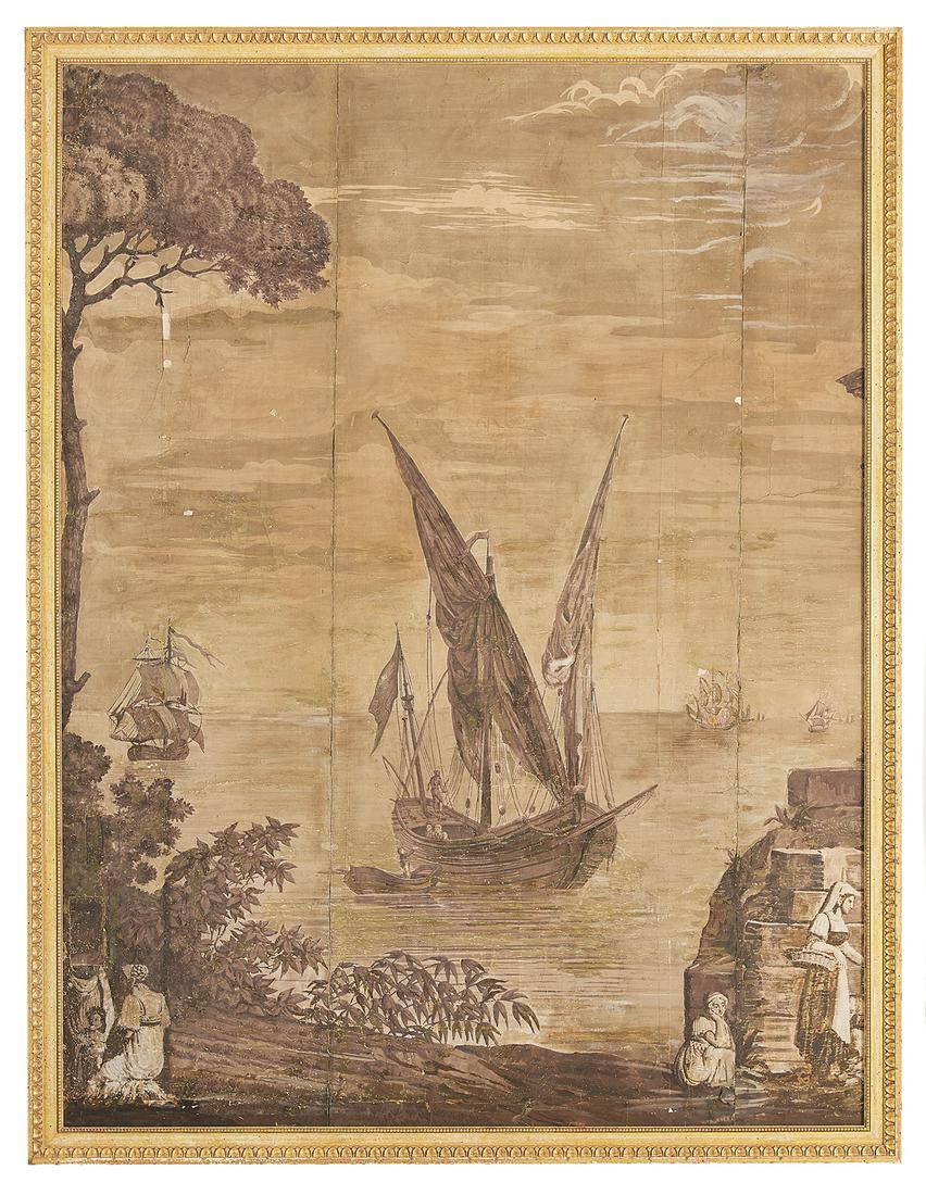 French Scenic Grisaille Wallpaper Panel (1 of 2)