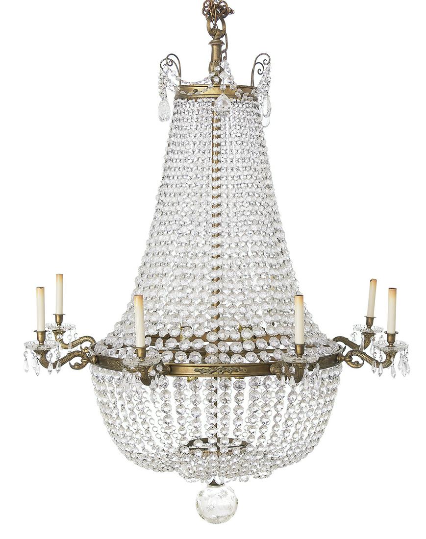 French Bronze and Crystal Basket Chandelier (1 of 1)
