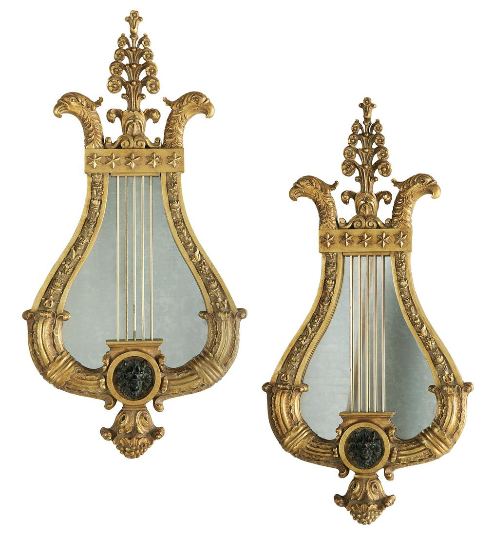 Pair of Italian Empire-Style Giltwood Mirrors (1 of 4)