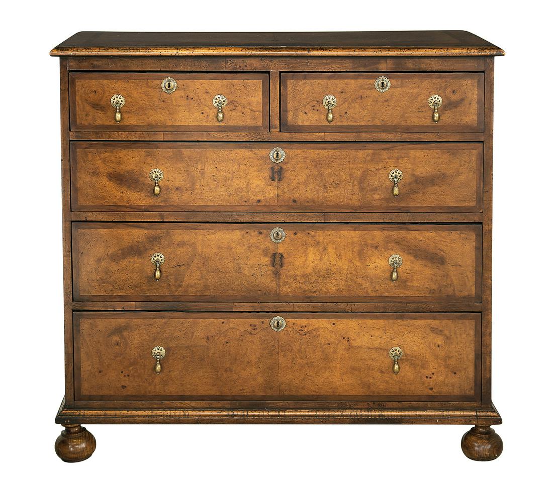 William-and-Mary-Style Banded Burl Walnut Chest (1 of 3)