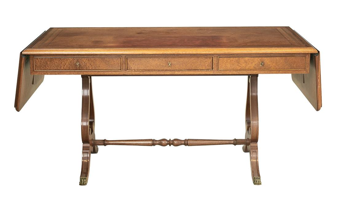 Regency-Style Mixed Woods Drop-Leaf Library Table (1 of 2)