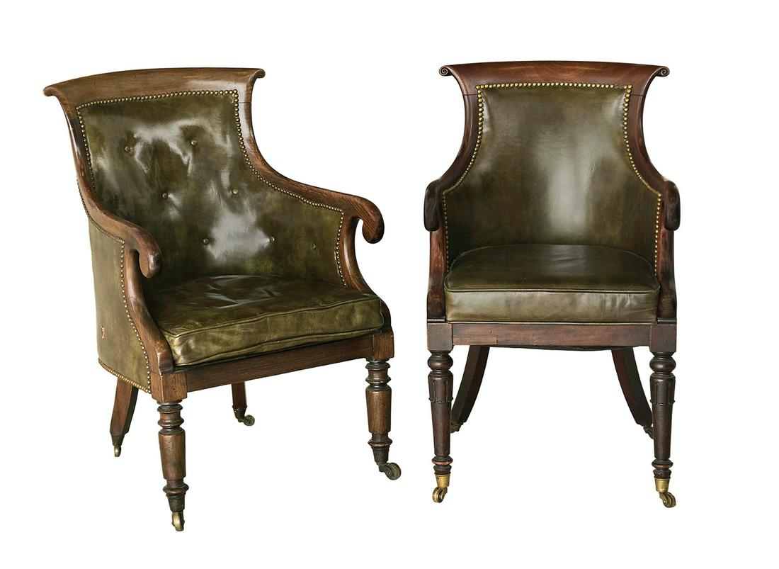 Two Similar William IV Mahogany Library Chairs (1 of 1)