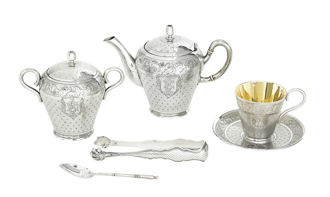 French Belle Epoque Cased Silver Tea Set for One (1 of 4)