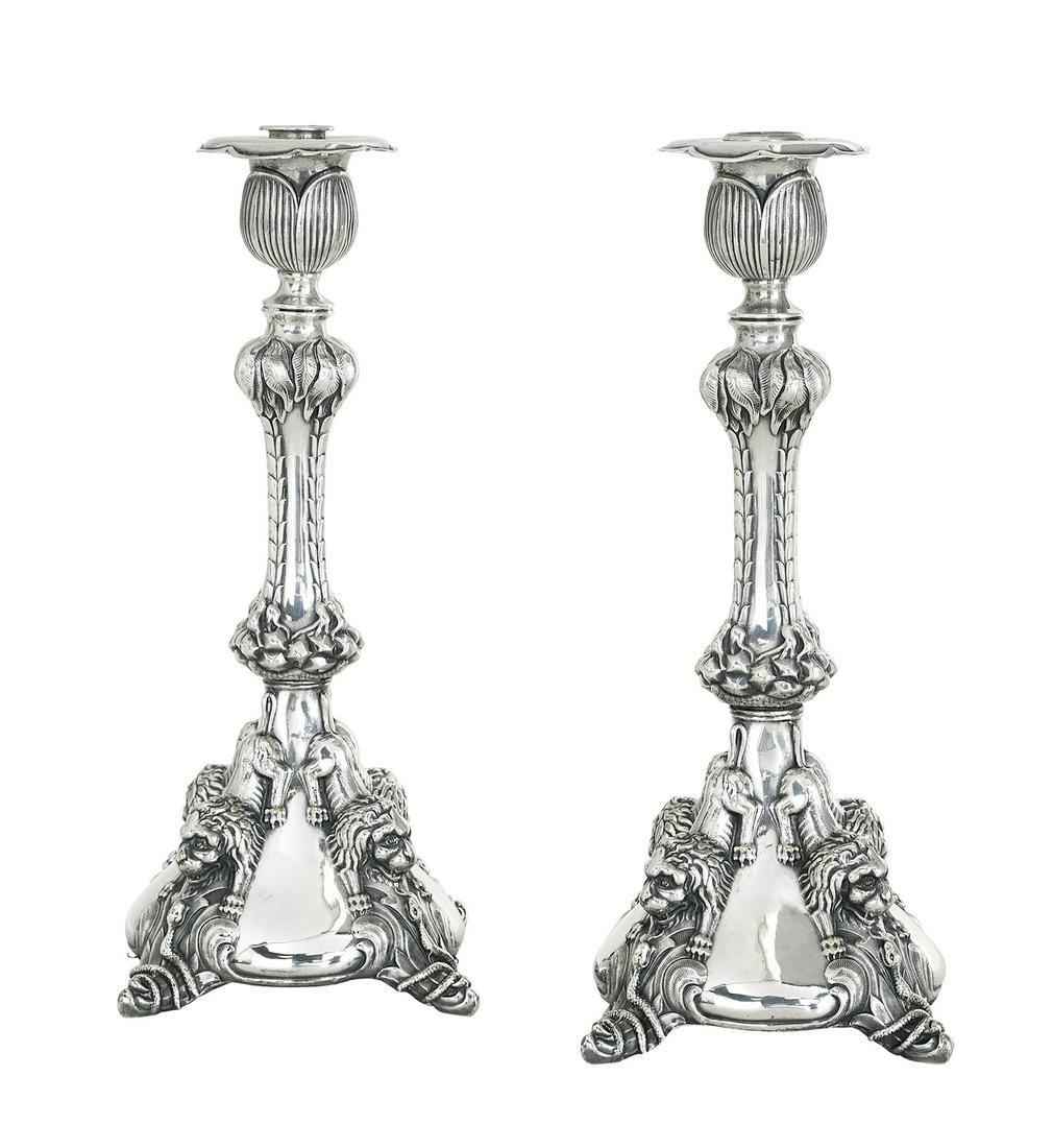Pair of Continental Silverplate Candlesticks (1 of 3)