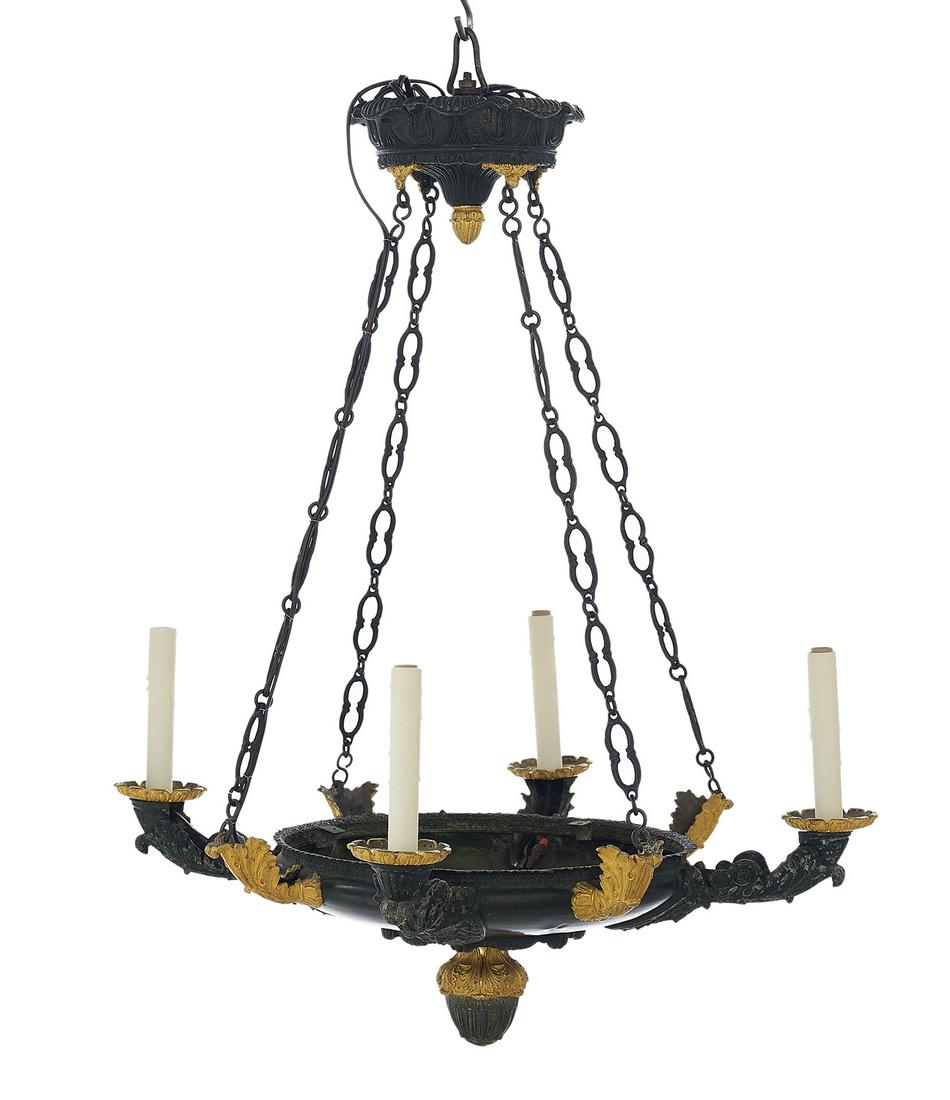 French Empire Revival Patinated Metal Chandelier (1 of 1)