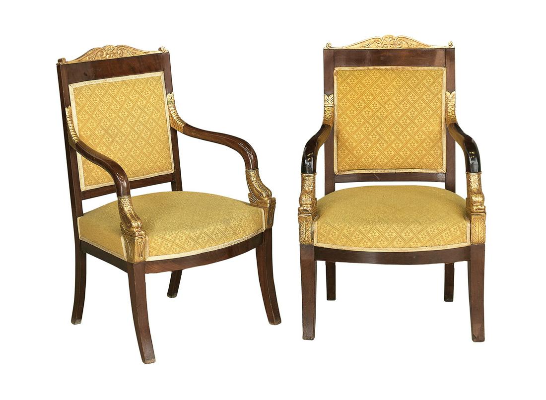 Pair of Empire Mahogany and Parcel-Gilt Fauteuils (1 of 1)
