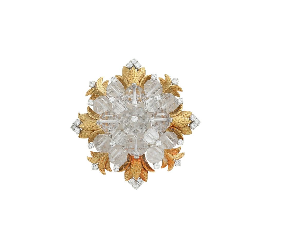 David Webb Rock Crystal and Diamond Brooch (1 of 1)