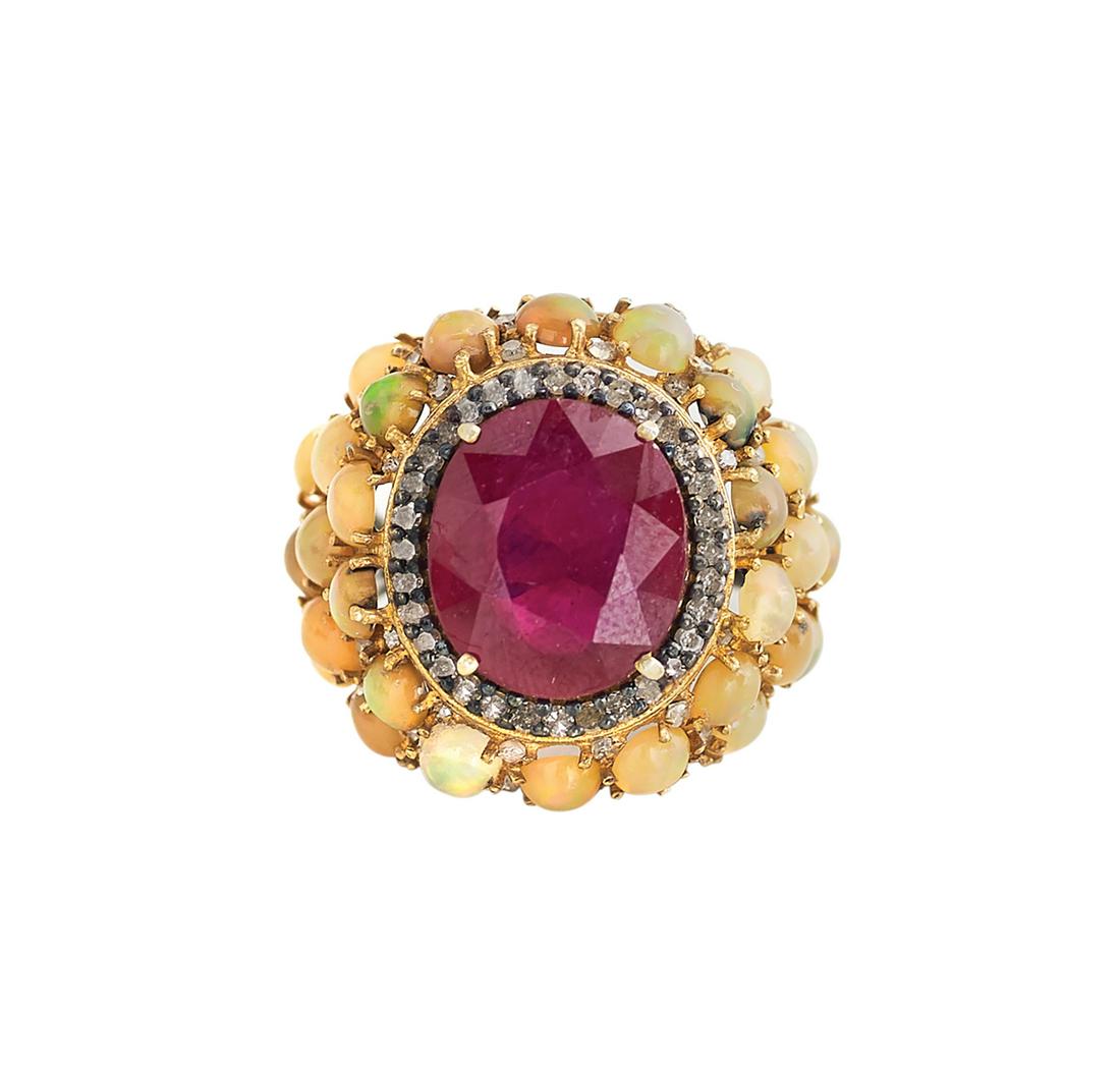 Ruby, Opal and Diamond Ring (1 of 2)