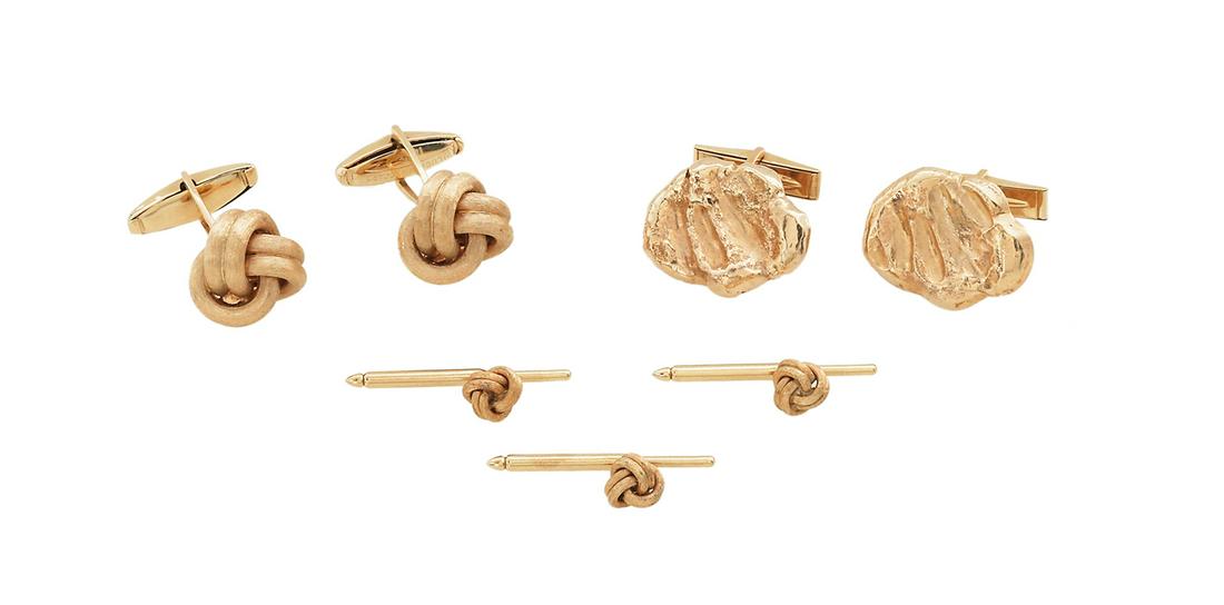 Gold Knot Dress Set and Nugget Cufflinks (1 of 1)