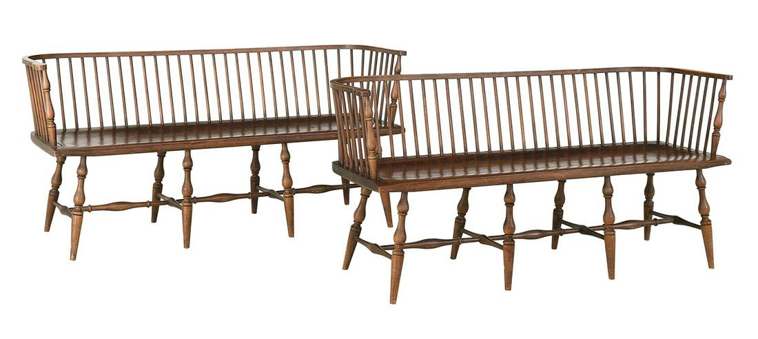 Pair of Early American-Style Windsor Benches (1 of 6)