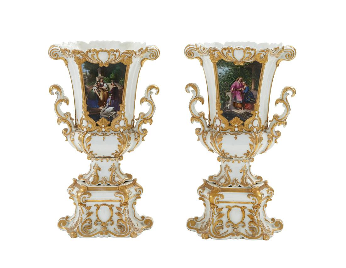 Pair of Old Paris Porcelain Rococo Revival Vases (1 of 2)