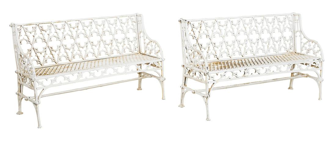 Pair of Gothic Revival Cast Iron Benches (1 of 1)