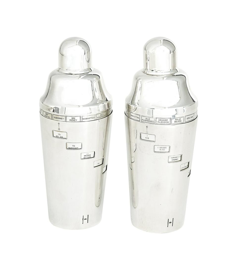 Pair of "Tells You How" Cocktail Shakers (1 of 2)