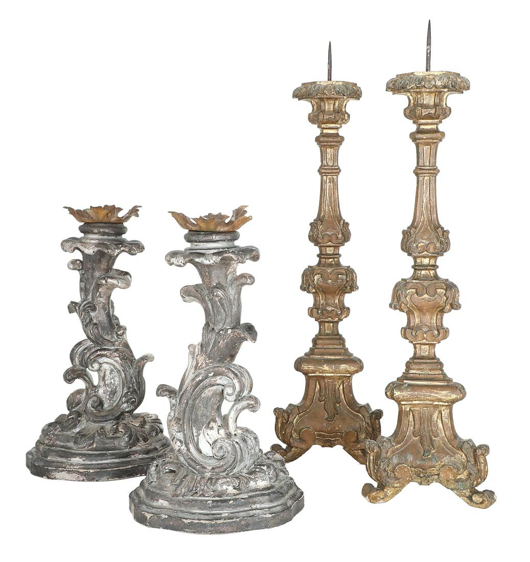 Two Pairs of Continental Carved Altar Sticks (1 of 5)