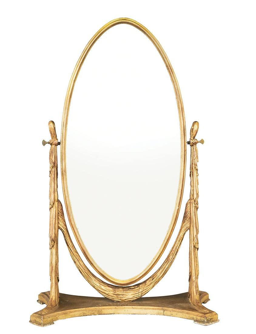 Italian Art Nouveau-Style Giltwood Cheval Mirror (1 of 2)