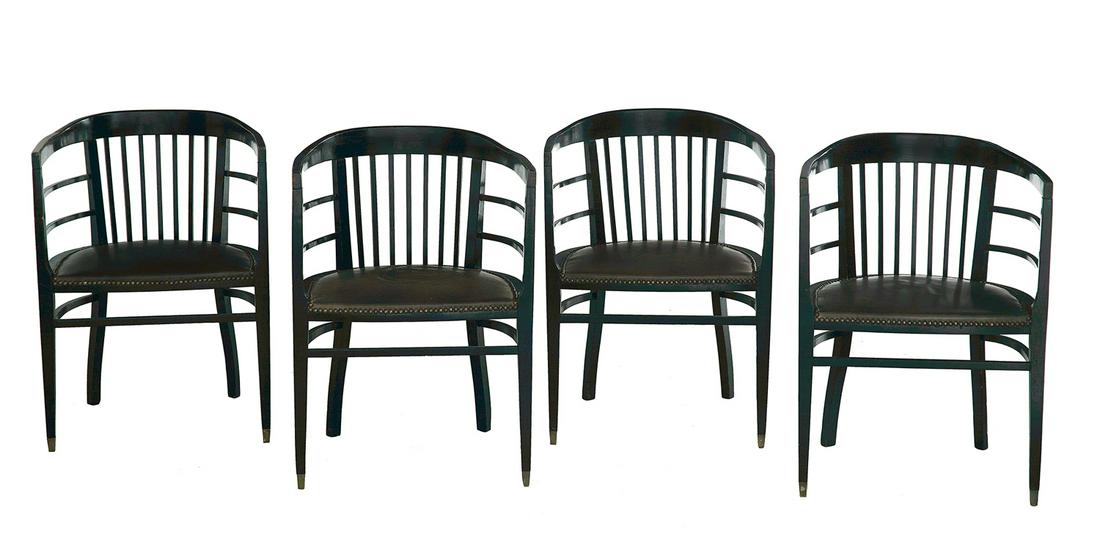 Suite of Four Thonet Ebonized Oak Armchairs (1 of 1)