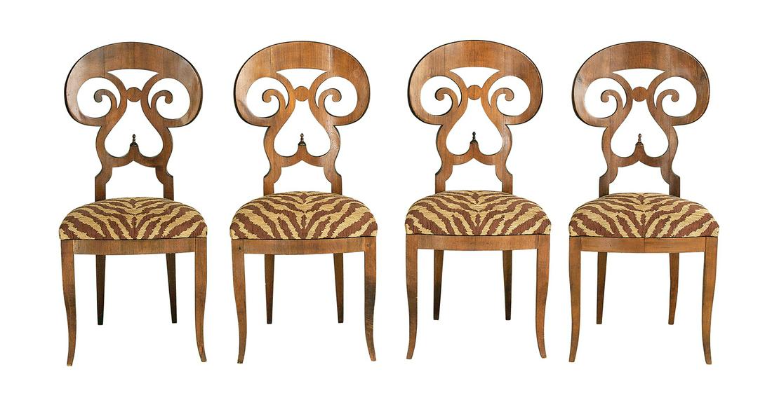 Suite of Four Biedermeier Fruitwood Side Chairs (1 of 1)
